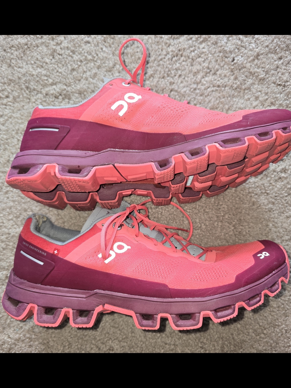 On Running Cloud Running Sneakers - Coral Pink & Berry - Women's 10